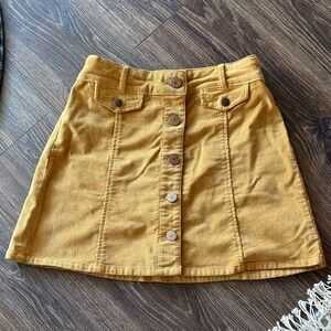 Urban Outfitters BDG Mustard Corduroy Button-Up Mini Skirt